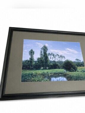Framed Countryside Landscape Print Black Wood Frame Matted Nature Wall Art